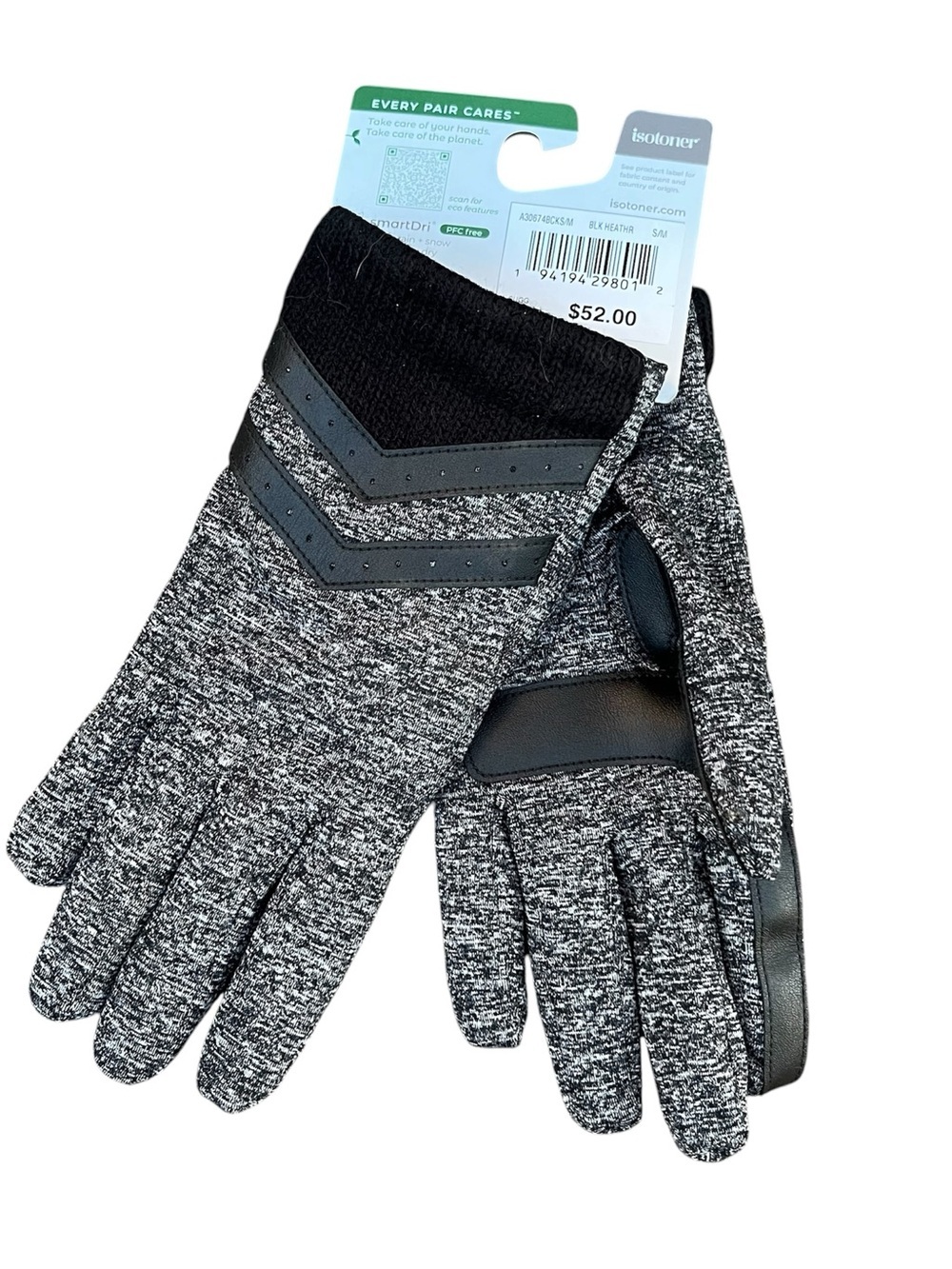 NWT Isotoner smartDRI®
Spandex Chevron Gloves with Rib-Knit Cuff SZ S/M - Picture 2 of 3
